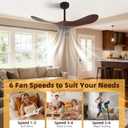 Outdoor Ceiling Fan Without Light, 42Inch Smart Ceiling Fan with Remote & Voice Control for Alexa/Google, 3-Blade Wood Fan, Quiet DC Motor, 6 Speeds for Patio, Porch, Farmhouse, Dark Walnut