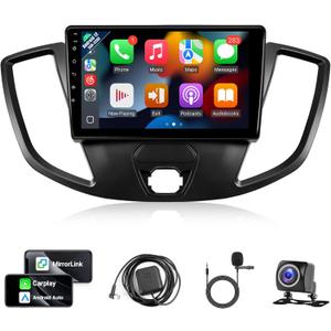 Leadfan Car Radio for Ford Transit 2013-2019 Stereo with Wireless Carplay Android Auto, 9'' Touchscreen for Ford Transit GPS Navigation Bluetooth WiFi Rear Camera FM Mirrorlink Split Screen SWC