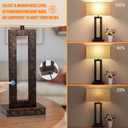 Seealle 22" Tall Living Room Lamps for Night Stands - Touch Bedside Lamp with USB C+A, 3 Way Dimmable Bedroom Lamps for End Tables Set of 2, Modern Night Stand Lamp(Beige&Wood-Like)