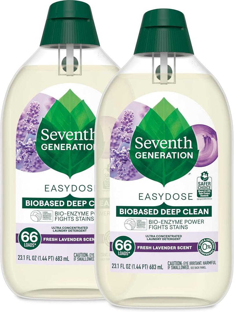 Seventh Generation EasyDose Laundry Detergent Fresh Lavender Scent 2 Pack Ultra Concentrated Washing Detergent 23 oz