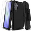 for Samsung Galaxy A36 5G Case with 2 Pack Screen Protector, Belt Clip Holster Kickstand Full-Body Heavy Duty Protection Military Grade Shockproof Cell Phone Cover (Black)