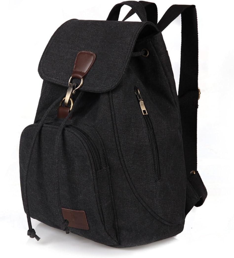 Canvas Fashion Backpacks Purse Casual Outdoor Shopping Daypacks Sports Rucksack Hiking Travel Multipurpose Bag Black