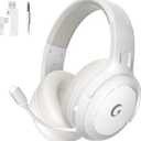 COOLV Wireless Gaming Headset for PS5/PS4,PC, 2.4GHz&Bluetooth 5.3 Gaming Headphones with Noise Canceling Mic, 20ms Low-Latency, 50+Hr Battery, Type-C- White