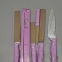 hecef Kitchen Knife Set with Magnetic Strip, 6 pcs Professional Knives Set for Kitchen, 13-inch Magnetic Strip Stainless Steel Sharp Chef Knife Set with Purple Handle for Cutting Meat & Vegetable