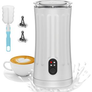 Electric Milk Frother, 4-in-1 Milk Steamer and Frother, 8.1oz/240ml Automatic Warm and Cold Foam Maker, Milk Warmer and Coffee Frother for Latte, Cappuccino, Macchiato(Cloud White)