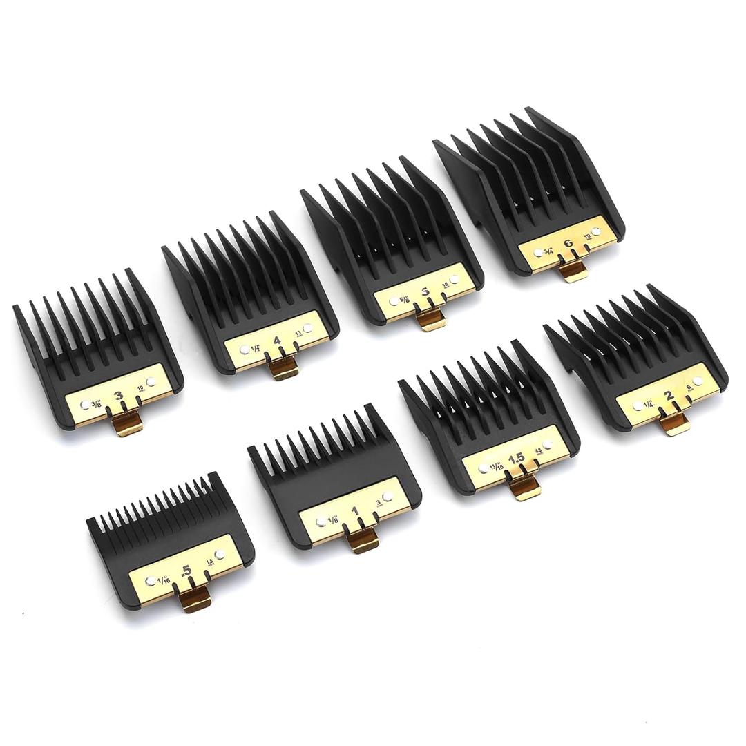 8 Pack Clipper Guards set with Metal Clip for BaBylissPRO Series Hair Clippers, Cutting Lengths 1/16"-3/4"Replacement for BaByliss Clipper Guards