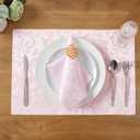 8 Pieces Scroll Damask Jacquard Light Pink Placemats,13 x 19 inch Protect Surface Heat and Stain Resistant Dinner Mats