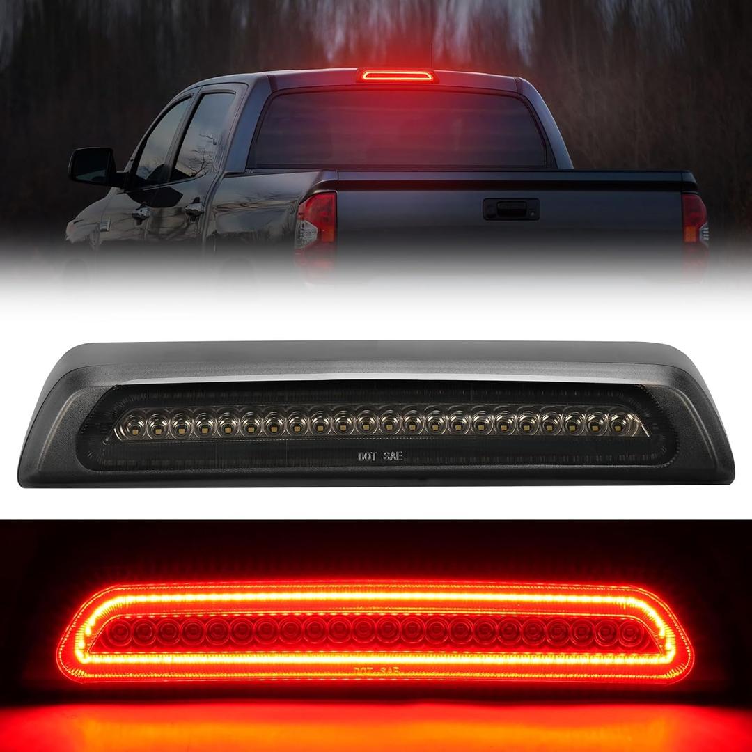 BORDAN Third Brake Light Stop Lamp Fit for 2007-2020 Tundra LED 3rd Brake Lights Rear Cargo Lamp High Mount Stop Light Smoked Lens Assembly
