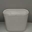 IEEK Small Waste Basket Slim Trash Can 3.2 Gallon/12L Clear and White Garbage Can Rectangle Plastic Wastebaskets Container Bin for Narrow Spaces Office,Bathroom, Bedroom,Kitchen,Living Room,Study