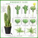 Artificial Cactus Decor Set, 9 Piece Fake Cactus Plants Indoor, 24 Inch Large Faux Potted Cactus with 6 Cactus Picks and 2 Fern Stems