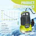 Portable Sump Pump 1 HP Submersible Water Draining Pump 4500 GPH Clean/Dirty Electric Water Transfer Pumps with Adapters for Pool Basement Garden Spa Hot Tub Pond Flood Yard Water Tank