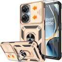 Gritup Fit for OnePlus Nord N30 5G Case with Slide Camera Cover & Screen Protector (2 Pack), Build in 360 Rotating Ring Kickstand [Military Grade] Protective Case for Nord N30 5g Case, Gold