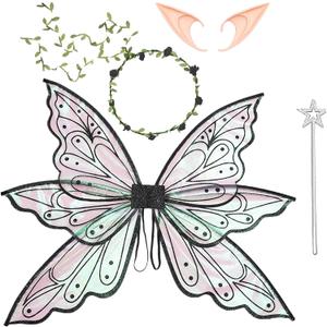 Large Fairy Wings for Adult Dress Up, Sparkling Sheer Wings, Butterfly Fairy Halloween Costume, Angel Wings for Women (Black)