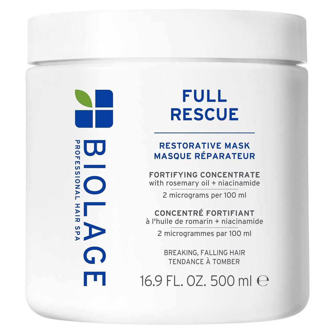 Biolage Full Rescue Restorative Hair Mask for Thin Hair - Strengthens & Conditions for Fuller-Looking Hair, Rosemary Oil & Niacinamide, Vegan & Cruelty-Free, Silicone-Free, 16.9 Fl Oz