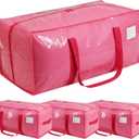 4 Pack Extra Heavy Duty Large Moving Bags with Comfortable Handle & Strong Zipper,Storage Totes for Space Saving Moving Storage College Supplies Alternative to Moving Box,Pink