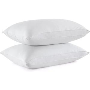 puredown Goose Feather Down Pillows, Standard Size Soft Bed Pillows for Sleeping with 100% Cotton Shell Set of 2