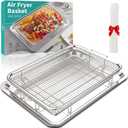 Air Fryer Basket for Oven, OPENICE 15.6" x 11.6" Large Air Fryer Tray and Pan with 30PCS Parchment Papers, Stainless Steel Oven Air Fryer Basket and Tray for Baking Grilling