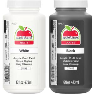 Apple Barrel PROMOABWB Acrylic Paint Set Featuring 2 16 fl oz Apple Barrel White Acrylic Paint and Black Acrylic Paint Colors