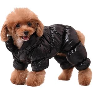 AOFITEE Dog Coat, Waterproof Dog Jacket, Fullbody Dogs Winter Coat Snowsuit, Windproof Puppy Puffer Jacket Snow Suit with Legs, Pet Fleece Winter Vest, Cold Weather Coats for Small Dogs, Black S