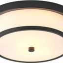12 inch Flush Mount Ceiling Light, 2-Light Close to Ceiling Light Fixtures with Black Finish for Bathroom Bedroom Kitchen Hallway (Black)