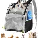 Pawaboo Cat Carrier Backpack, Pet Carrier Backpack for Kitties Small Dogs Puppies, Breathable Cat Bag Carrier, Small Dog Travel Backpack Carrier for Kitten Puppy Bunny - Black (up to 22lbs)