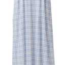 Keyocean Women Nightgowns, Soft 100% Cotton Short Sleeves Comfy Ladies Nightdress (Large, Blue Plaid)
