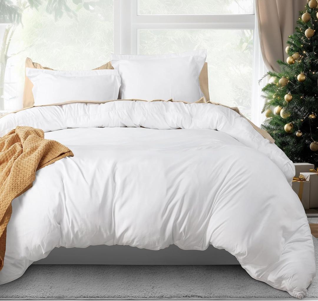Utopia Bedding Duvet Cover King Size - 3 Piece with Zipper Closure - 1 Comforter Cover 104X90 Inches & 2 Pillow Shams 20X36 Inches (White) Comforter Not Included