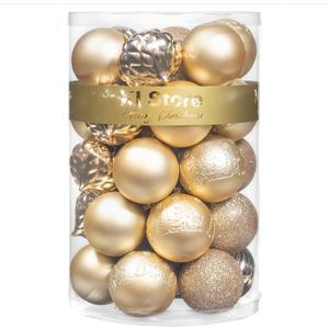 KI Store Champagne Christmas Balls 34pcs 2.36-Inch Christmas Tree Decoration Ornaments for Xmas Tree Holiday Wreath Garland Decor Ornaments Hooks Included
