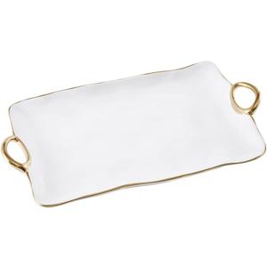 Pampa Bay Titanium-Plated Porcelain Golden Handles Large Platter, 17.5 x 9.5 x 1.75in