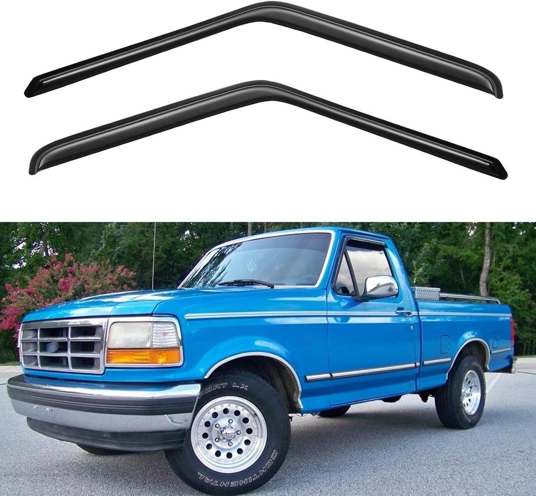 Window Rain Guards Visors for 1980-1996 Ford F150 Regular/Single Cab, Window Vent Wind Deflectors Shades for 1980-1996 Ford Bronco F250 F350 Standard Cab