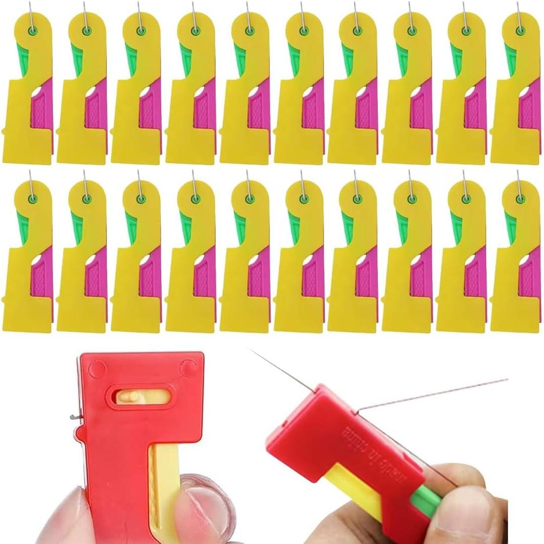 20 Pcs Needle Threaders,Automatic Needle Threader,Quick Needle Threader for Hand Sewing and DIY for All Sewing Enthusiast (Yellow 20PCS)