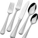 Mikasa, Virtuoso Frost Flatware Service for 12, 65 Piece Set, 18/10 Stainless Steel, Silverware Set with Serving Utensils