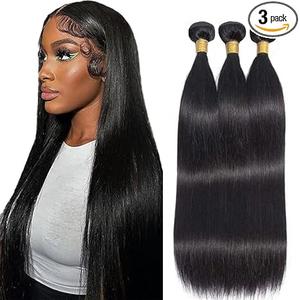 26 28 30 Inch Straight Bundles Human Hair #1B Human Hair Bundles Straight Natural Black Human Hair Bundle Double Weft Bundle 150g