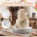 2 Pack Cake Stand Set, 14/16 Inch Metal Round Cupcake Dessert Stand Decorative Elegant Cake Display for Weddings Party Birthday Baby Showers Anniversary(Classic Floral,Silver)