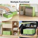 Clothes Storage Bags, Foldable Thick Fabric Blanket Storage Bags, Large Clear Window & Carry Handles, Great for Clothes, Blankets, Closets, Pillows, Toys (Green, Extra-4Pack)