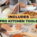 Round Pizza Stone for Oven 16 inch - Large Pizza Stone with Handles, Metal Pizza Peel, Pizza Cutter and Dough Tool - Baking Stone for Oven Bread - Thick Durable Cordierite Baking Stones