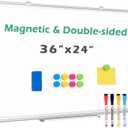 Double Sided Magnetic White Board, 36"x24" Dry Erase Whiteboard for Wall with Aluminum Frame Presentation Board for School, Office and Home