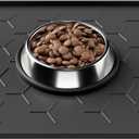 Pieviev 16''x12'' Dog Cat Food Bowl Mat, Silicone Waterproof Food Grade Pet Food Mat for Floor, High Raised Edge to Prevent Spills, Non-Slip & Easy Clean Pet Placemat for Dog & Cat Bowls, Black