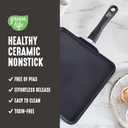 GreenLife Soft Grip Diamond Healthy Ceramic Nonstick 11" Griddle Pan, PFAS-Free, Dishwasher Safe, Black