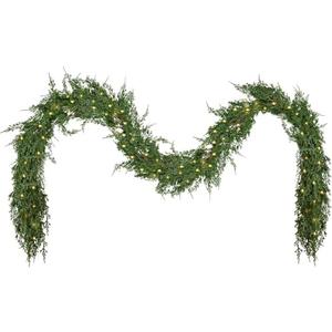 1PCS 9FT Artificial Christmas Garland with Dragon Cypress, Festive Holiday Decor for TV Cabinet, Fireplace, Indoor & Outdoor, Handmade Christmas Garland