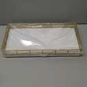 Toilet Paper Basket Organizer  Oak Wood Toilet Tank Tray with Metal Frame, Back of Tank or Top Bathroom Counter Storage  Gold & White Modern Decor (13" x 6.5" x 2")