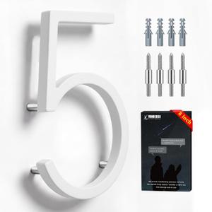 VONDERSO 8 Inch Large House Numbers for Outside, Zinc Alloy Address Numbers with Durable Stain-Resistant White Stone Powder Coating, Heavy-Duty Door Numbers for Home or Business (Number 5,Matte White)