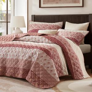 Comfort Spaces Tashi Lightweight Queen Quilt Bedding Set, 3 PC, Terracotta, Full/Queen