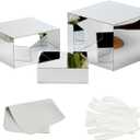 Acrylic Silver Mirror Display Riser, 3 Pcs Glossy Silver Risers for Display Food Display Lifter Nesting Display Risers Hollow Bottom, Acrylic Box Rack Perfume Cosmetics Collection Stand