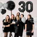 Number Balloons 16 Inch Black 0-9 Number Foil Balloons 14 Pcs Custom Digital Balloons for Party Decorations New Years Eve Party Birthday Graduations Anniversary Baby Shower