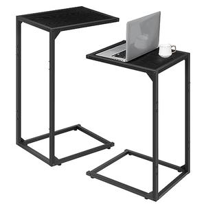 FAGIGY C Shaped End Table Set of 2, Snack Side Table, C Tables for Couch, Couch Tables That Slide Under, for Living Room, Bedroom, Black