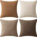 MIULEE Pack of 4 Decorative Textured Boucle Throw Pillow Covers 18x18 Inch Neutral Brown Accent Solid Pillow Cases Couch Cushion Covers for Modern Farmhouse Boho Chair Sofa Bed Room Home Decor