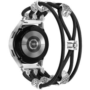 Beaded Bracelet Compatible for Samsung Galaxy Watch 7/6/5/4/Active 2 40mm 44mm, 6 Classic 43mm 47mm, 5 Pro 45mm/Watch 4 Classic 42mm 46mm, 20mm Boho Stretchy Strap for Women, Size: S 5.8"-6.4" (147mm-163mm)