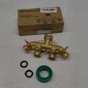 Hourleey Brass Garden Hose Splitter (4 Way), Solid Brass Hose Connector 3/4", Hose Spigot Adapter 4 Valves with 2 Extra Rubber Washers