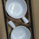 LE TAUCI French Onion Soup Bowls, 18 Ounce Soup Bowls With Handles for Chili, Beef Stew, Onion Soup Crocks Microwave Dishwasher Oven Safe - 5.5 inch, Set of 4, Arctic White